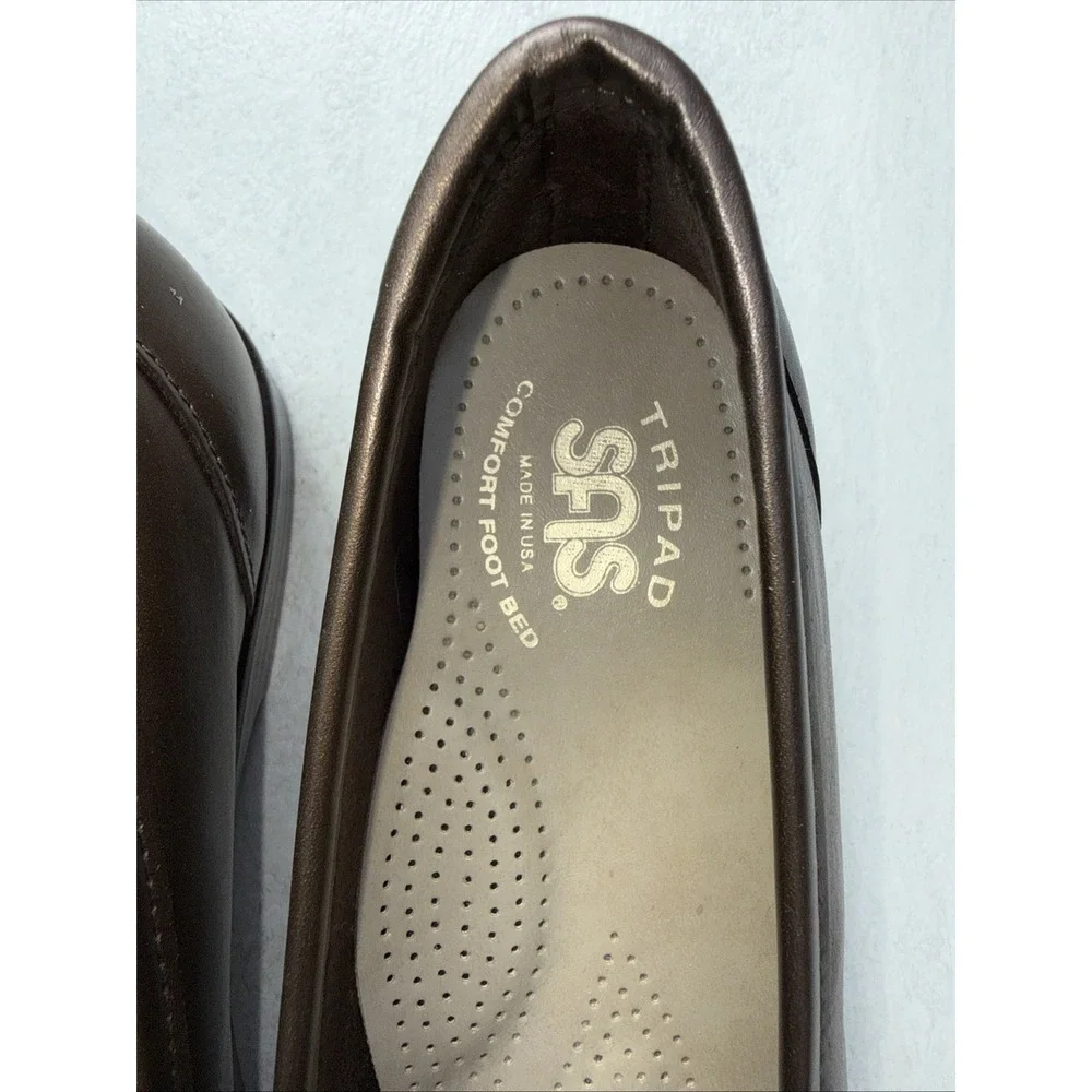 SAS Metro Shoes Womens 8.5 S Slim Bronze Leather Horsebit Loafers USA‎ 4615